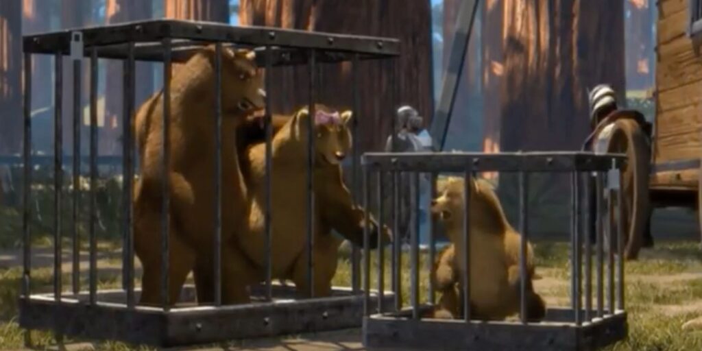 Shreak Mama Bear Baby Bear Papa Bear in cages